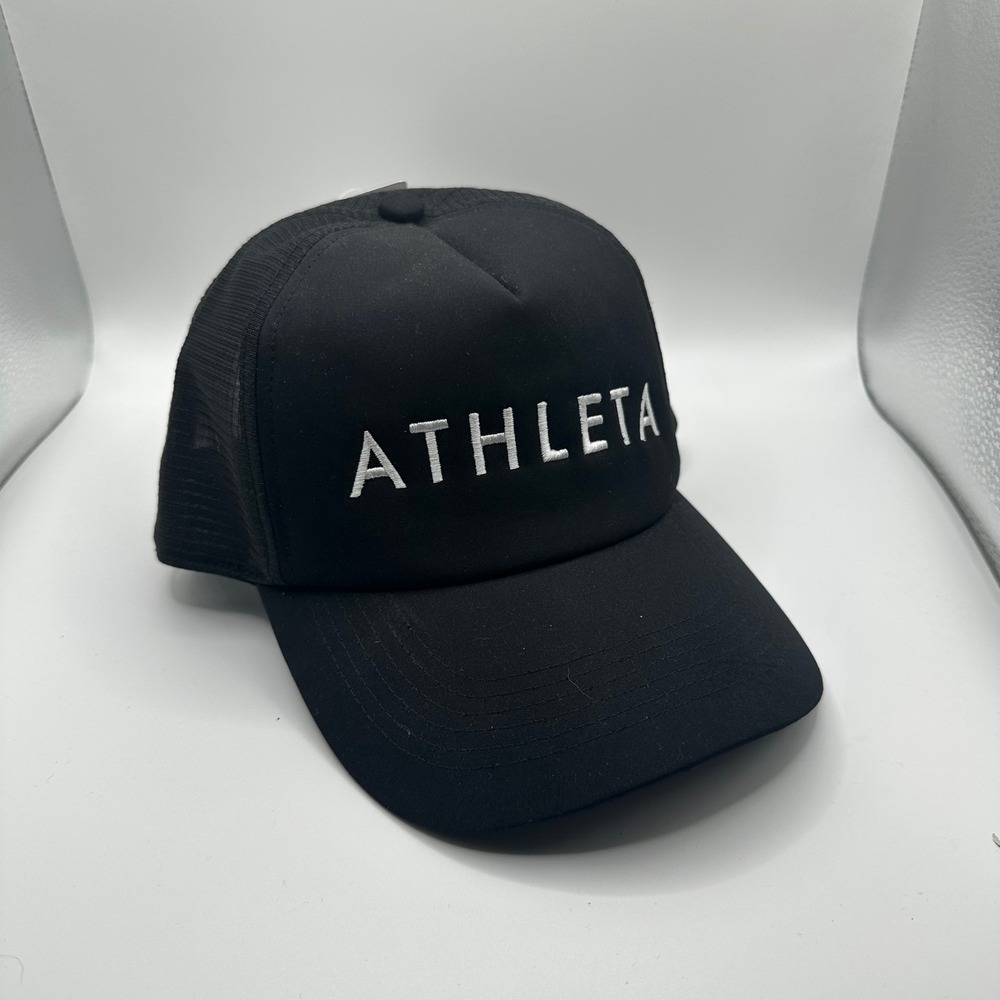 ATHLETA Black Mesh Trucker Hat Athletic Casual‎ Baseball Cap